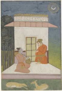 Kedara Raga, Man and Woman Sitting in Front of a Small Building
