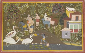 Krishna with Bakasura by Anonymous