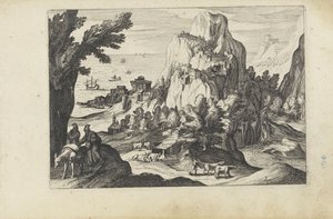Coastal Landscape with a High Mountain (Landscapes with Figures) by Anonymous
