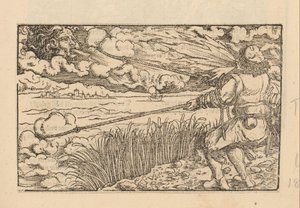 Farm Worker Trying to Catch a Cloud While a Cloud Blows Back
