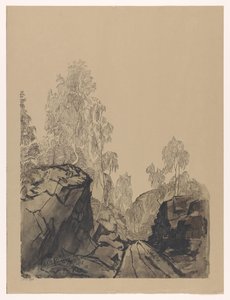 Landscape with Trees and Rocks by Anonymous