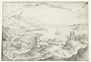 Landscape with Broad River and Village (Seven Landscapes) by Anonymous