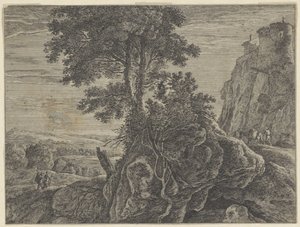 Landscape with a Building on a Rock by Anonymous