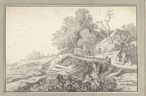 Landscape with a Cart and Figures by a Farm