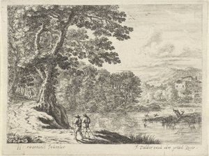 Landscape with a Peddler and Walkers by Anonymous