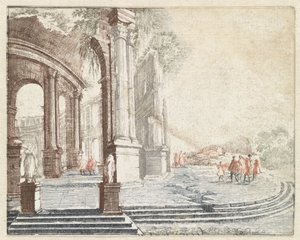Landscape with a Round Roman Ruin by Anonymous