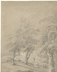 Landscape with Some Figures on a Road Behind a Gate by Anonymous