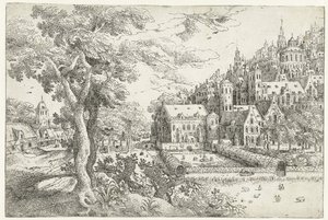 Landscape with City Against a Hill by Anonymous