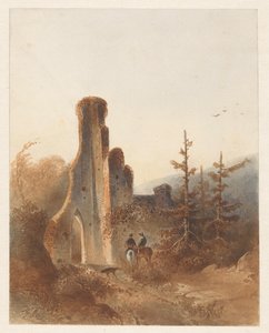 Landscape with Two Riders by a Ruin by Anonymous