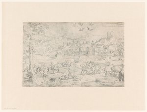 Landscape with Falconry on Herons by Anonymous