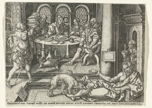 Lazarus Begging at the Door of the Rich Man (series: Parable of Lazarus and the Rich Man) by Anonymous