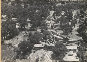 Reclining Buddha Statue and Pagoda, Seen from the Air by Anonymous