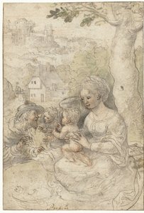 Mary with Child, Joseph Listening to an Angel by Anonymous