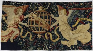 Millefleurs with the Angels of Faith and Love Holding an Armillary Sphere by Anonymous