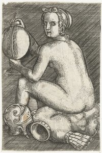 Naked Woman Sitting on Armor by Anonymous