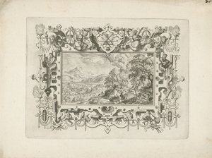 Ornamental Frame with Figures, Landscape with Venus and Adonis by Anonymous