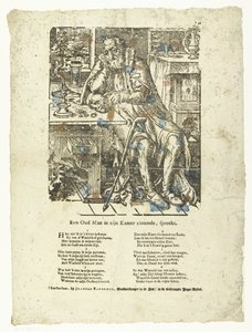 Old man in his room (vanitas) (An Old Man in his Room Sitting, Speaking) by Anonymous