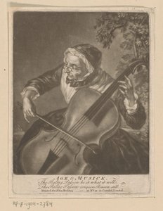 Old Woman Playing Cello by Anonymous