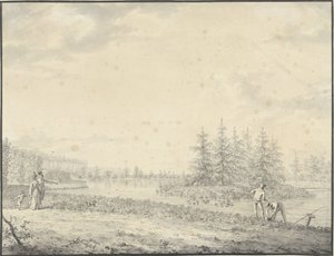 Park Landscape with Walkers and Anglers by Anonymous