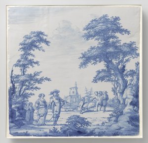 Plate Painted with Landscape and Figures by Anonymous