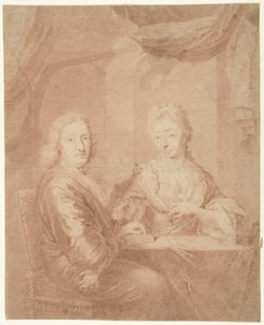 Portrait of a Man and Woman at a Table by Anonymous