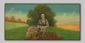 Portrait of an Unknown Soldier in a Painted Landscape by Anonymous