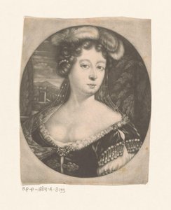 Portrait of an Unknown Woman with Feathers and Pearls in Her Hair and a Dress with Gemstones by Anonymous