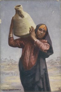 Portrait of a Woman Water Carrier with a Jug on Her Shoulder