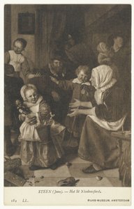 Reproduction of the Painting The Feast of St. Nicholas by Jan Steen by Anonymous