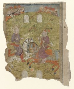 Fragment of a Miniature with Two Riders and Warriors by Anonymous