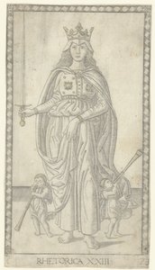 Rhetoric with Sword and Two Small Angels with Trumpets (series title: Tarocchi) by Anonymous