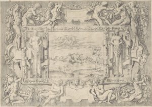 River Landscape in Ornamental Frame