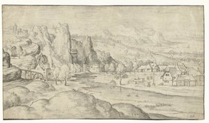 River Landscape with Watermill and Steep Rocks by Anonymous