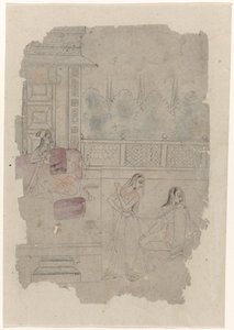 Sketch of a Couple of Ladies on a Terrace by Anonymous