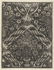 Sheet of Wallpaper with Vase and Flowers by Anonymous