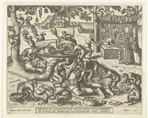 Sleeping Peddler Robbed by Monkeys (series title) by Anonymous
