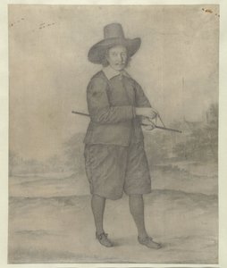 Standing Man with Wide-Brimmed Hat, Full-Length by Anonymous