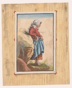 Standing Woman with Bare Feet and Stick by Anonymous