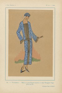 Très Parisien, 1923, No 10: 15.- PASSEREAU. - Dress in Damask Satin