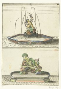 Two Fountains One Above the Other (Architectura Curiosa Nova) by Anonymous