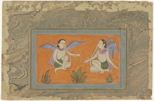 Zwei geflügelte Männer mit Nasen-Knieverbindungen