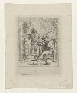 Two Farmers Smoking by a Hearth