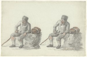 Two Studies of a Sitting Man by the Side of the Road by Anonymous
