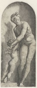 Venus and Amor Standing in Niche by Anonymous