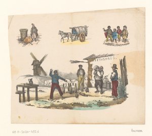 Four Men Bowling in Front of an Inn