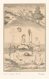 Five Indian Figures Around a Campfire by Anonymous