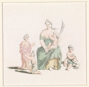 Woman with Child on Lap and Palm Branch in Hand by Anonymous