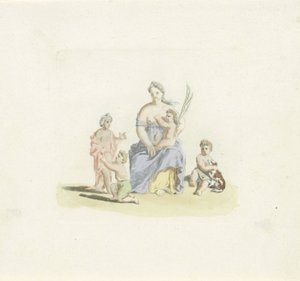 Woman with Child on Lap and Palm Branch in Hand by Anonymous