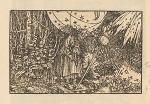 Woman with Spindle in a Forest and a Celestial Vault by Anonymous
