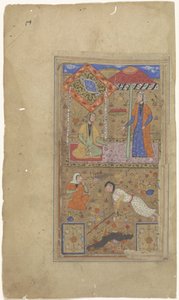 Woman Under a Canopy and a Woman on Her Knees